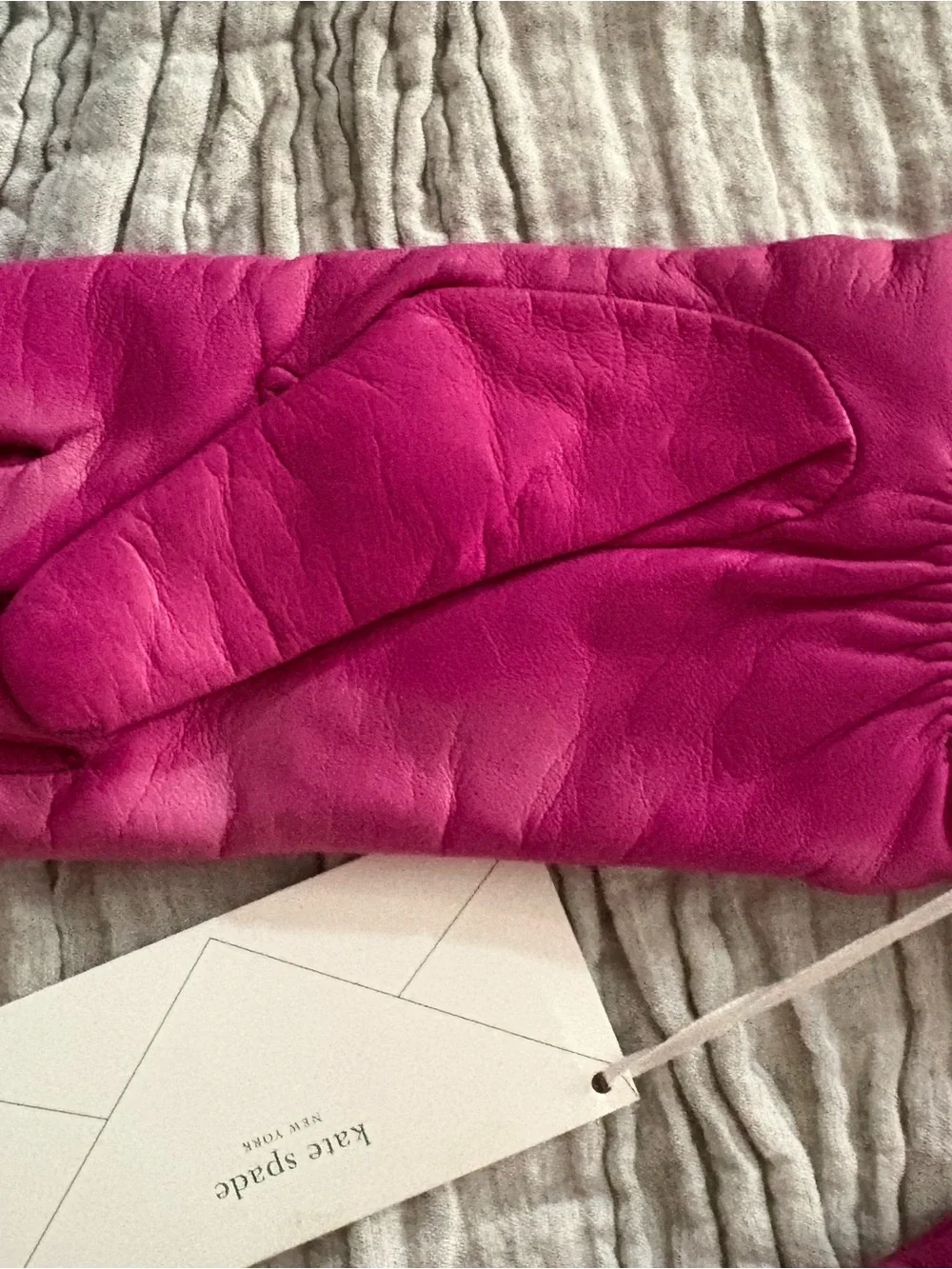 kate spade Hot Pink Leather Bow Gloves